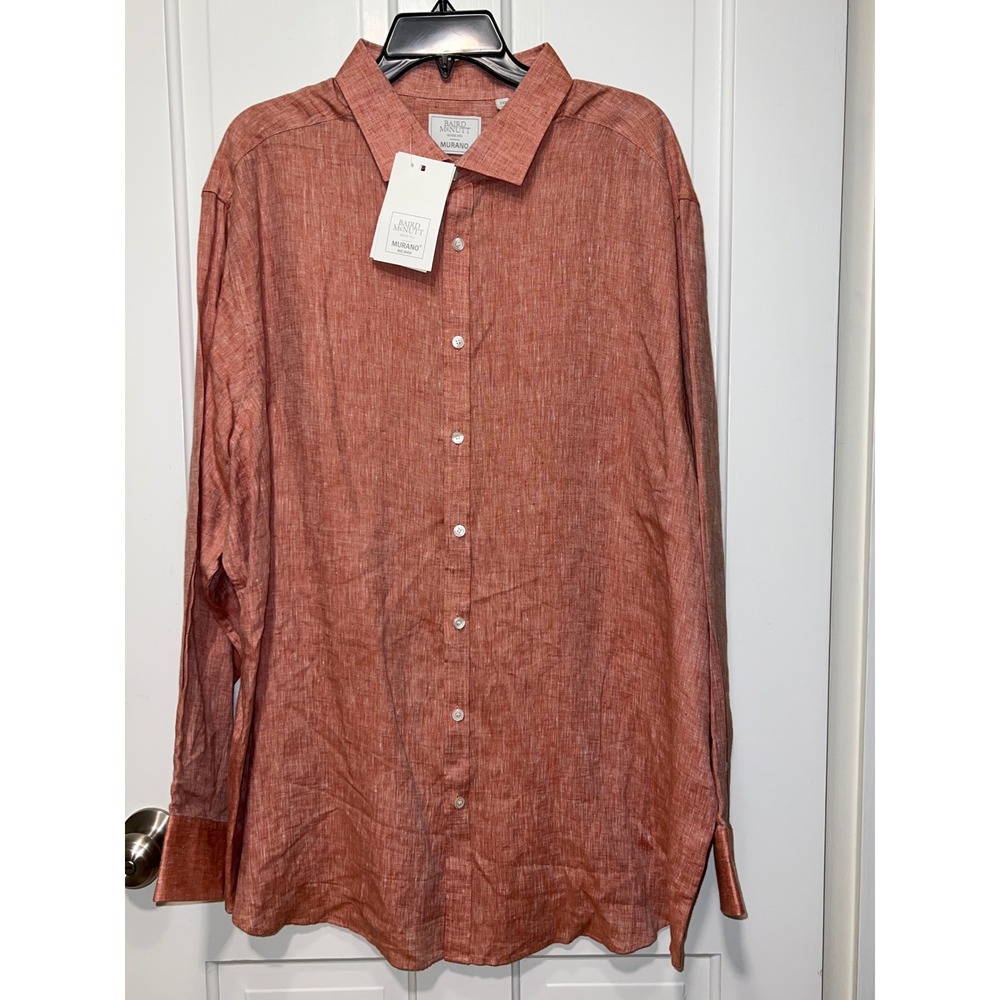 NWT Murano Big Man Baird McNutt Irish Linen Shirt 2XB Long Sleeve Button Up